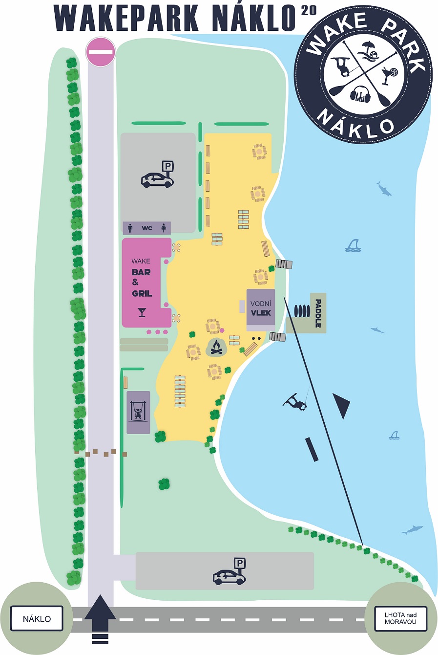 Orientační mapa Wakepark Náklo 2020